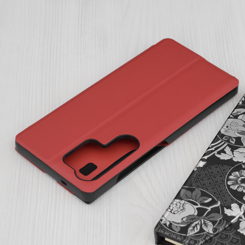 Husa Samsung Galaxy S25 Ultra Eco Leather View flip tip carte, rosu