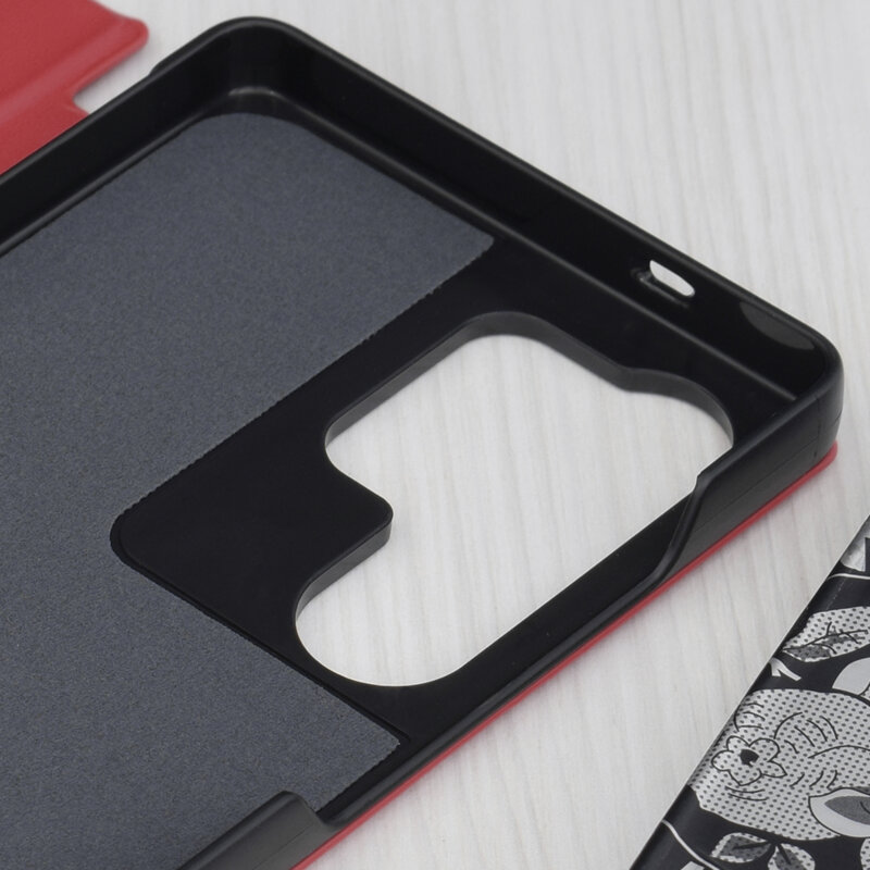 Husa Samsung Galaxy S25 Ultra Eco Leather View flip tip carte, rosu