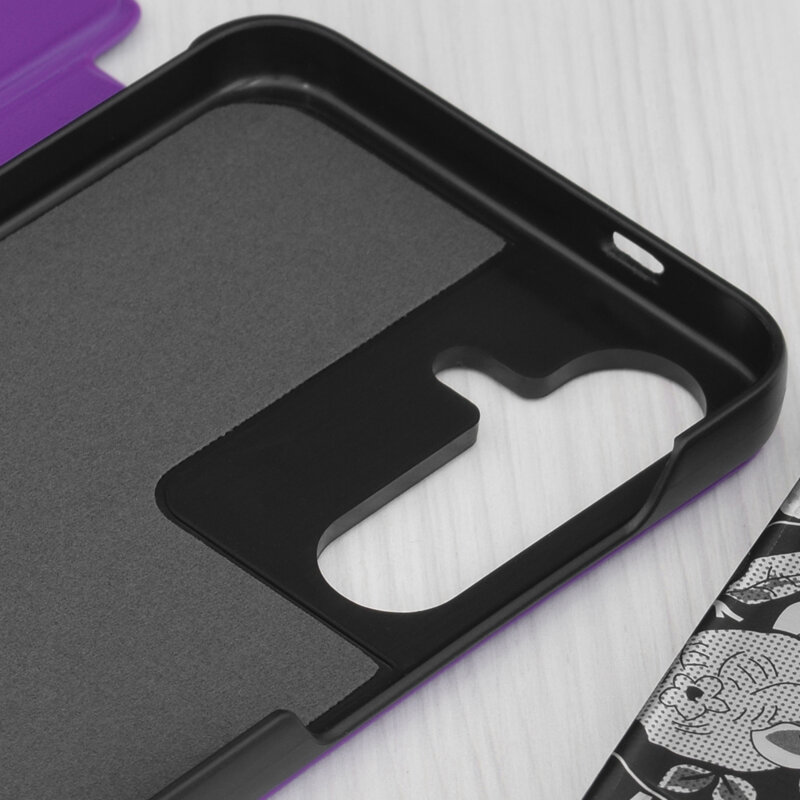 Husa Samsung Galaxy S25 Plus Eco Leather View flip tip carte, mov