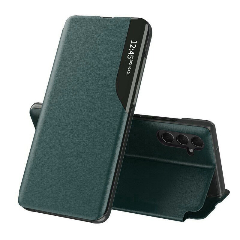 Husa Samsung Galaxy S25 Plus Eco Leather View flip tip carte, verde