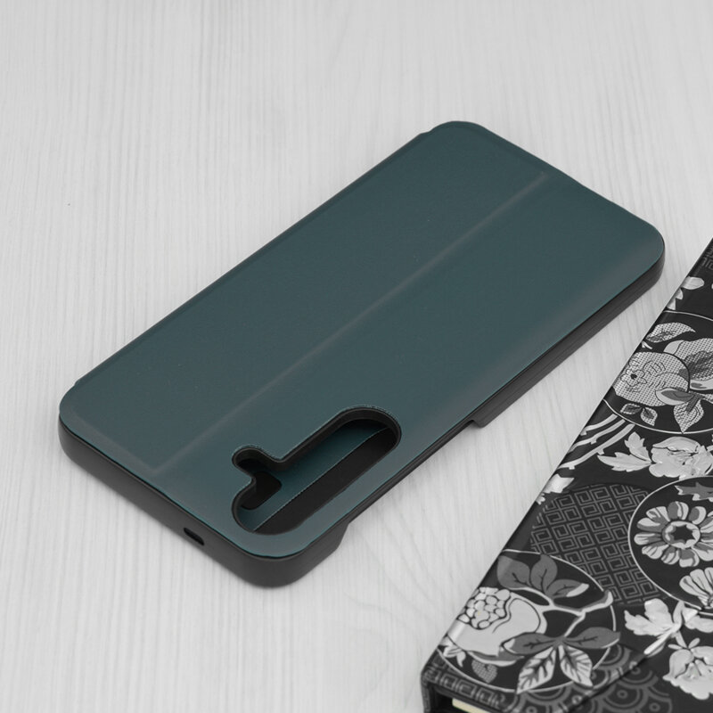 Husa Samsung Galaxy S25 Plus Eco Leather View flip tip carte, verde
