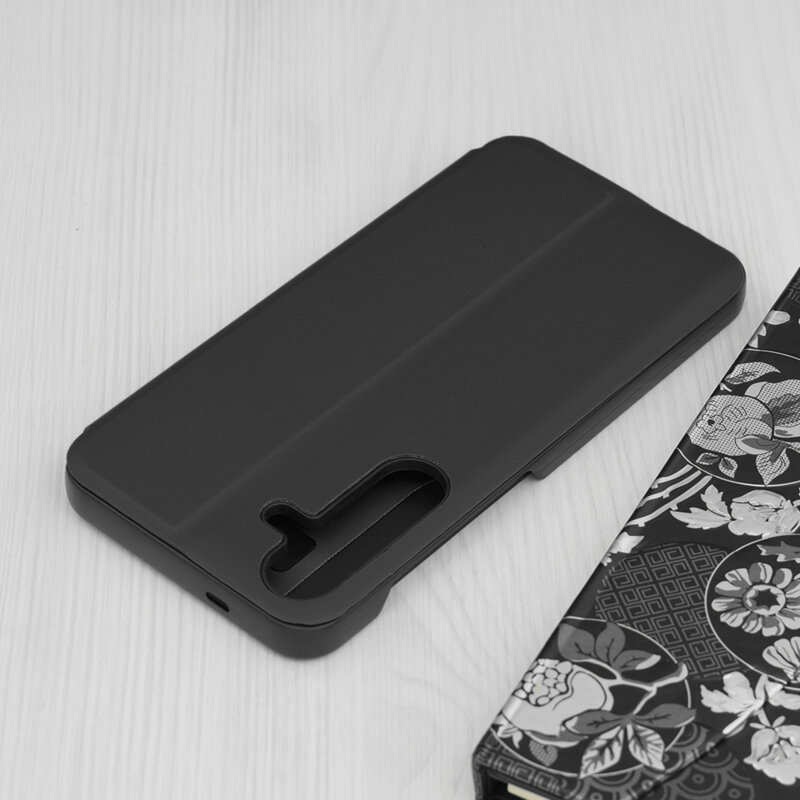 Husa Samsung Galaxy S25 Plus Eco Leather View flip tip carte, negru
