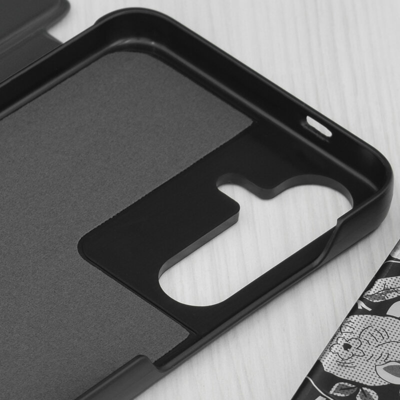 Husa Samsung Galaxy S25 Plus Eco Leather View flip tip carte, negru