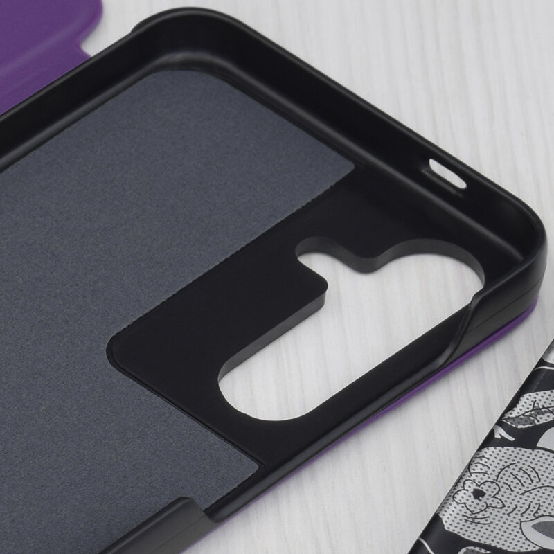 Husa Samsung Galaxy S25 Eco Leather View flip tip carte, mov