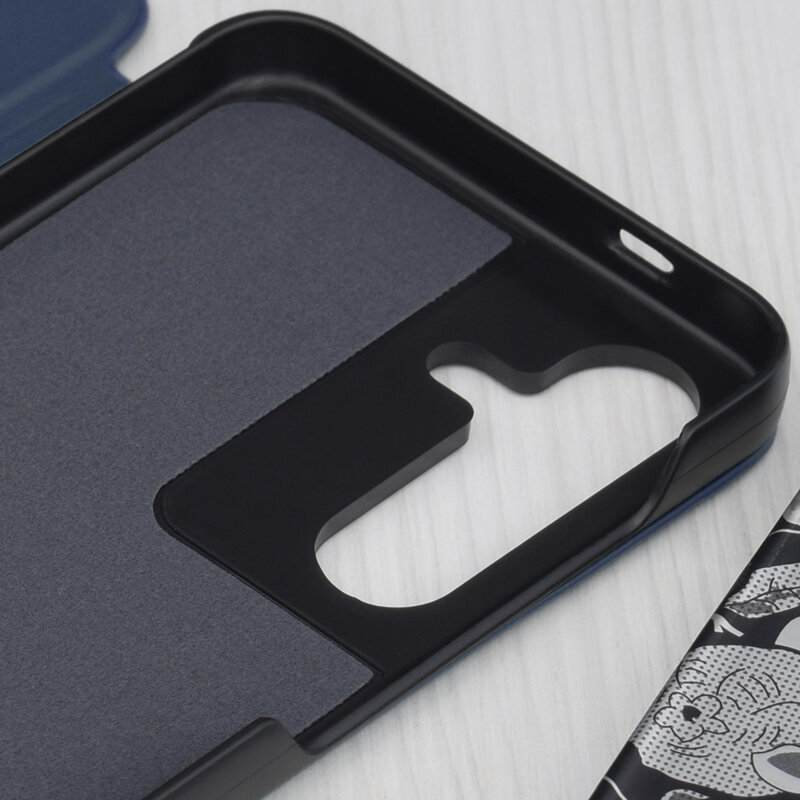 Husa Samsung Galaxy S25 Eco Leather View flip tip carte, albastru