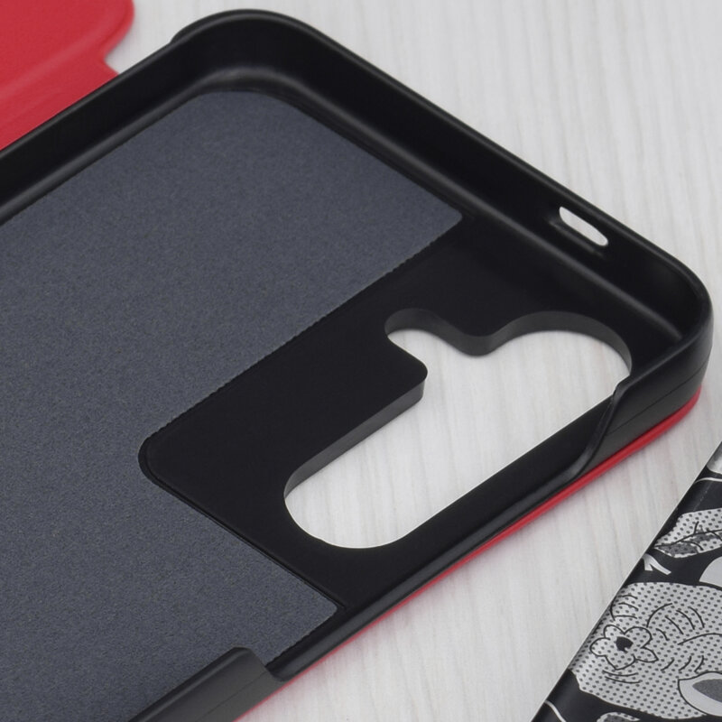 Husa Samsung Galaxy S25 Eco Leather View flip tip carte, rosu