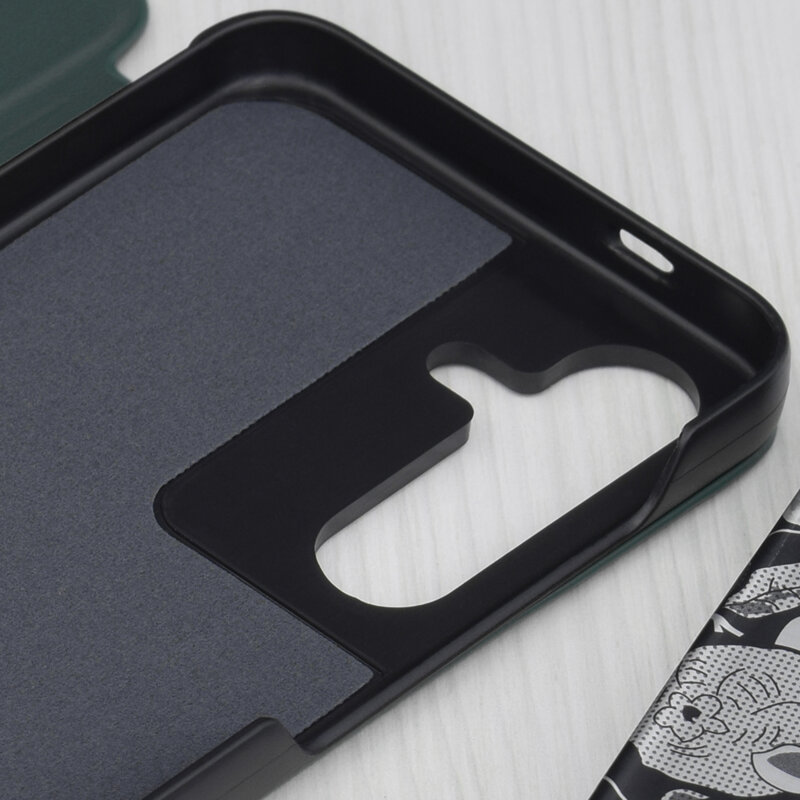 Husa Samsung Galaxy S25 Eco Leather View flip tip carte, verde