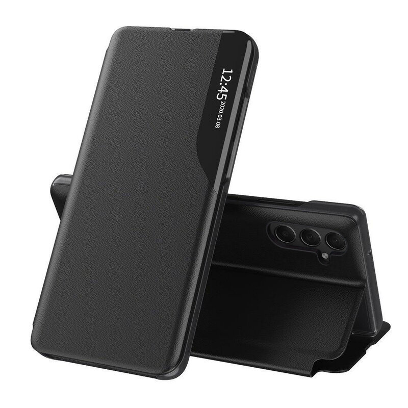 Husa Samsung Galaxy S25 Eco Leather View flip tip carte, negru