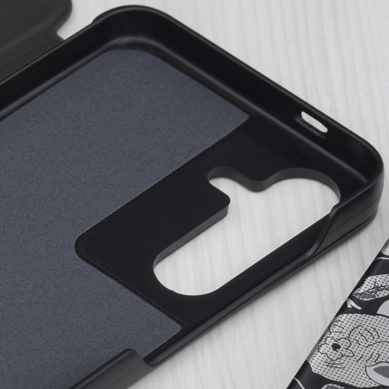 Husa Samsung Galaxy S25 Eco Leather View flip tip carte, negru