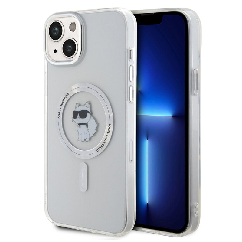Husa iPhone 15 Plus Karl Lagerfeld IML MagSafe, Choupette, transparenta, KLHMP15MHFCCNOT