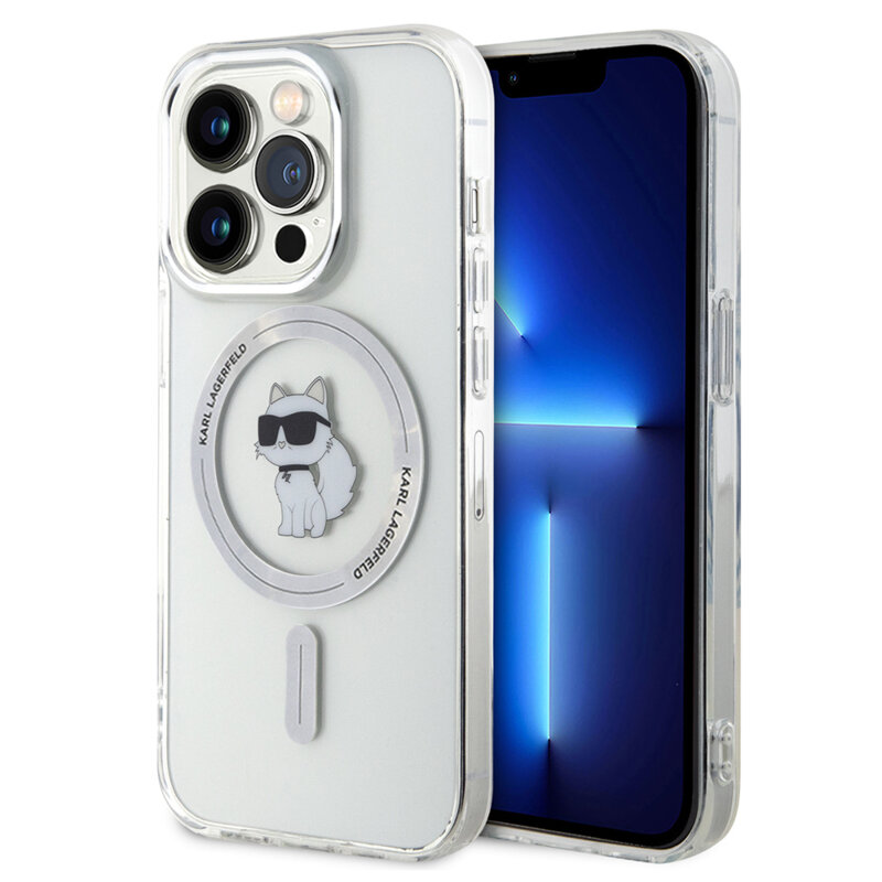 Husa iPhone 14 Pro Karl Lagerfeld IML MagSafe, Choupette, transparent, KLHMP14LHFCCNOT