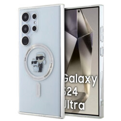 Husa Samsung Galaxy S24 Ultra Karl Lagerfeld IML MagSafe, Karl&Choupette, transparent, KLHMS24LHGKCNOT
