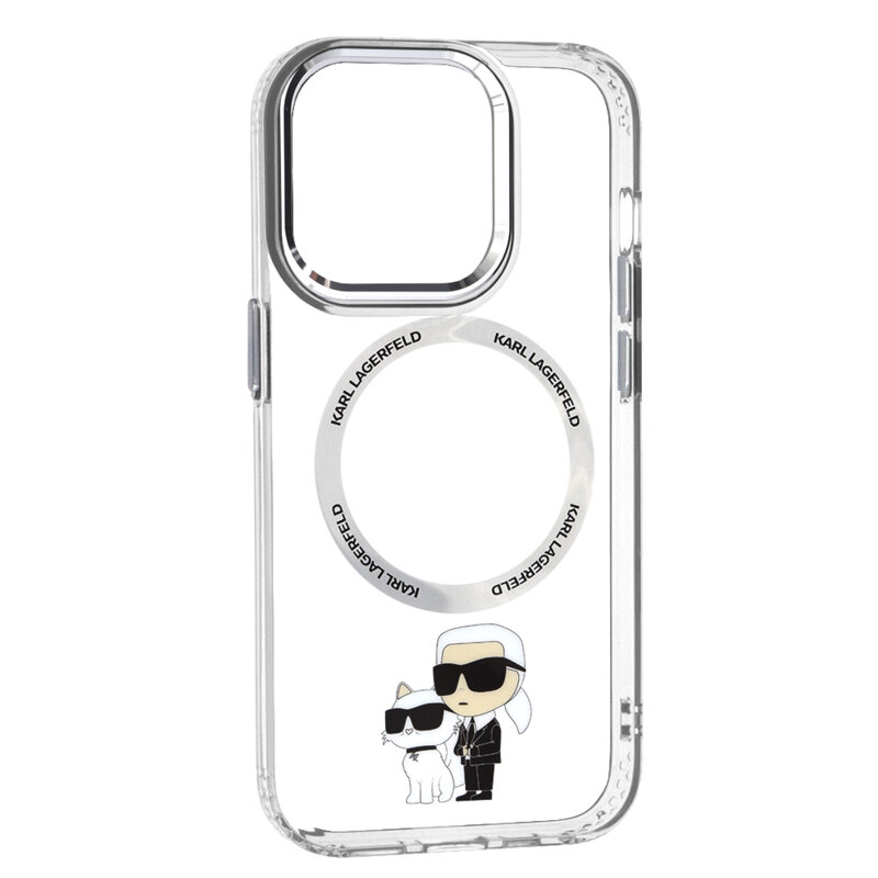 Husa iPhone 14 Pro Max Karl Lagerfeld Hardcase MagSafe, Iconic Karl&Choupette, clear, KLHMP14XHNKCIT