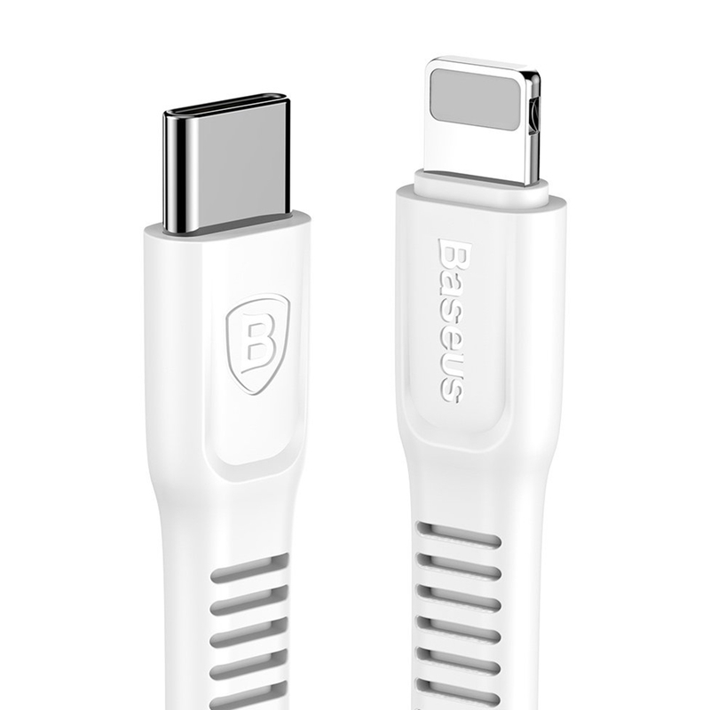 Cablu de date USB-C - Lightning Baseus Tough Series- Alb