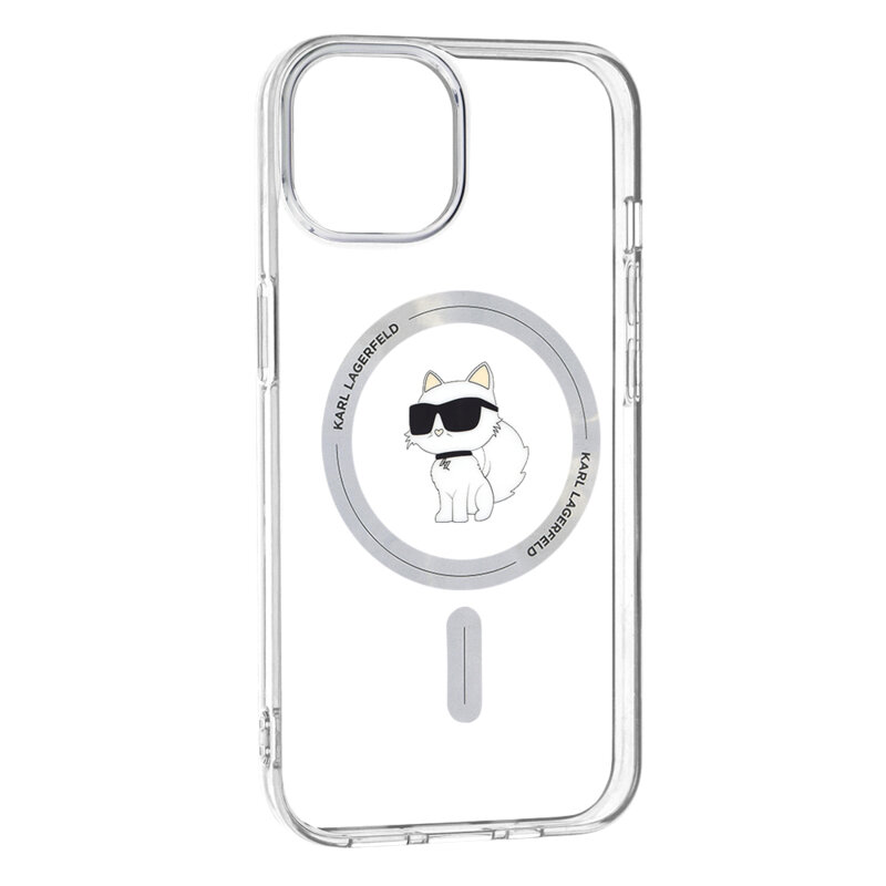 Husa iPhone 14 Karl Lagerfeld IML MagSafe, Choupette, transparenta, KLHMP14SHFCCNOT