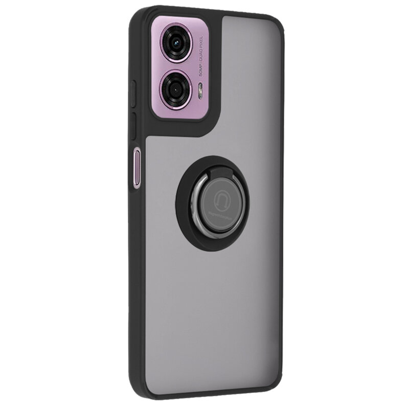 Husa Motorola Moto G24 Techsuit Glinth cu inel suport stand magnetic, negru