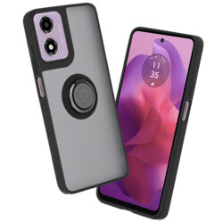 Husa Motorola Moto E14 Techsuit Glinth cu inel suport stand magnetic, negru