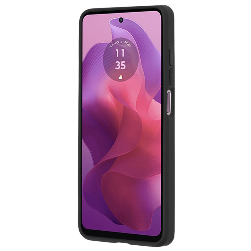 Husa Motorola Moto E14 Techsuit Glinth cu inel suport stand magnetic, negru