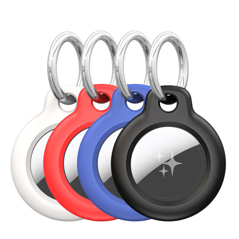 Husa Apple AirTag Dux Ducis cu carabina de prindere, negru / alb / albastru / rosu