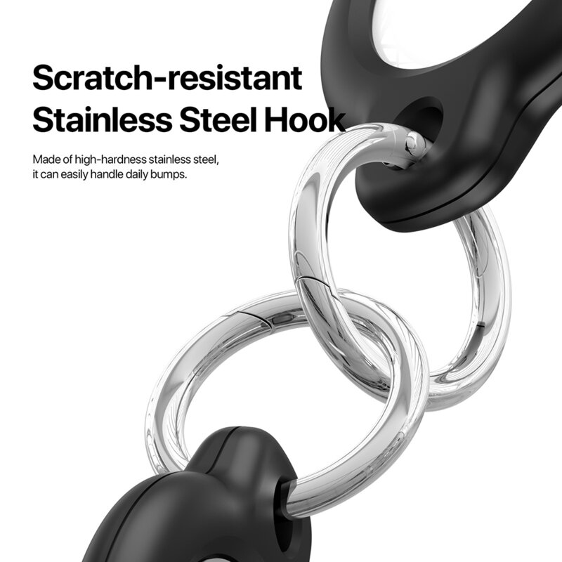 Husa Apple AirTag Dux Ducis cu carabina de prindere, negru / alb / albastru / rosu