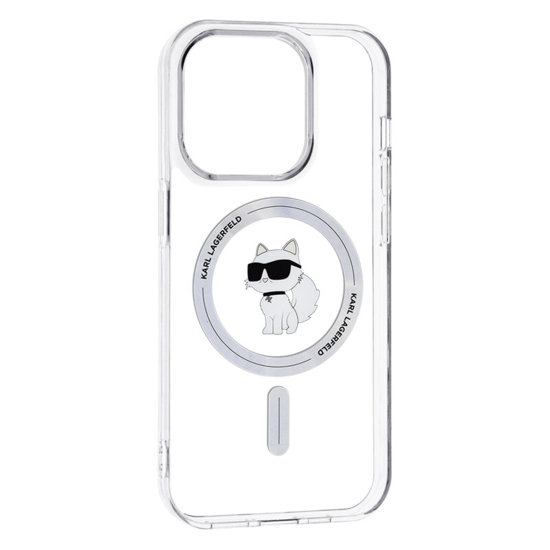 Husa iPhone 14 Pro Max Karl Lagerfeld IML MagSafe, Choupette, transparent, KLHMP14XHFCCNOT