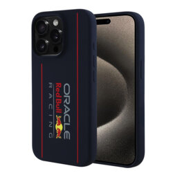 Husa iPhone 15 Pro Max Red Bull Racing Silicone Oversize Vertical Logo MagSafe, bleumarin, RBHMP15X24SIOLRV