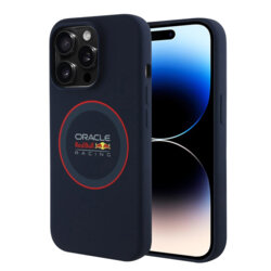 Husa iPhone 14 Pro Red Bull Racing Silicone Red Ring MagSafe, albastru, RBHMP14L24SIILVR