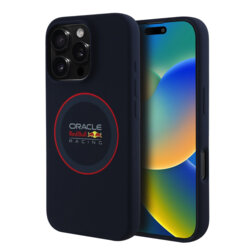 Husa iPhone 16 Pro Max Red Bull Racing Silicone Red Ring MagSafe, albastru, RBHMP16X24SIILVR