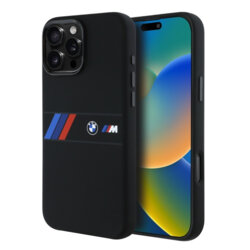 Husa BMW iPhone 16 Pro Max Hardcase Silicone Middle Stripe MagSafe, negru, BMHMP16X23SAXK