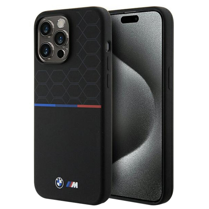 Husa BMW iPhone 15 Pro Max Hardcase M Silicone Pattern MagSafe, negru, BMHMP15X22SMPK