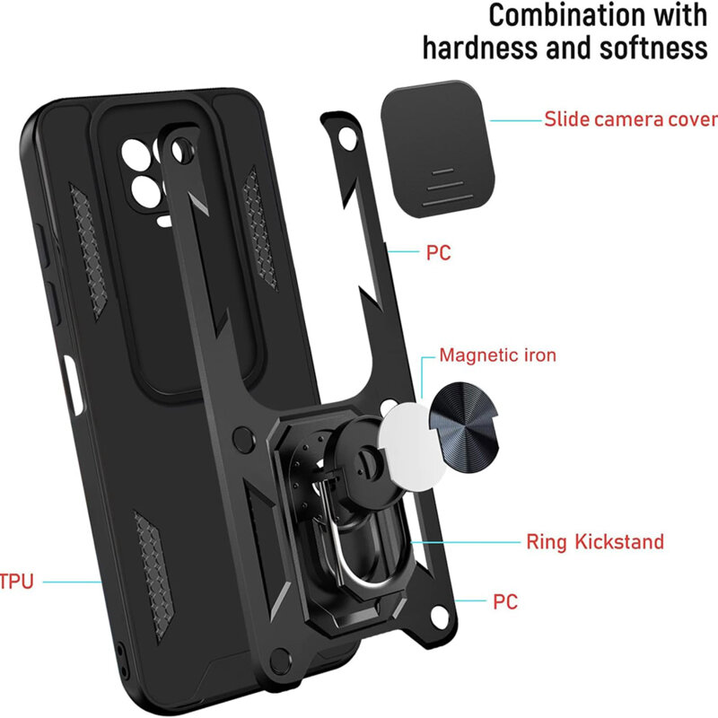 Husa Xiaomi Redmi Note 9 Pro protectie camera Techsuit CamShield Series, negru