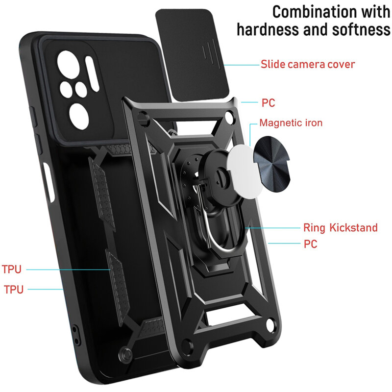 Husa Xiaomi Redmi Note 10 Pro protectie camera Techsuit CamShield Series, negru