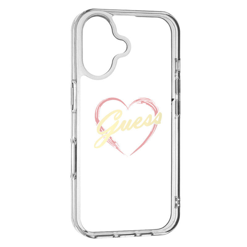 Husa Guess Hardcase IML Heart iPhone 16 Plus, transparenta, GUHCP16MHCHGSPT