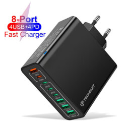 Incarcator priza 4xUSB, 4xType-C Fast Charging Techsuit, negru, CHPD224