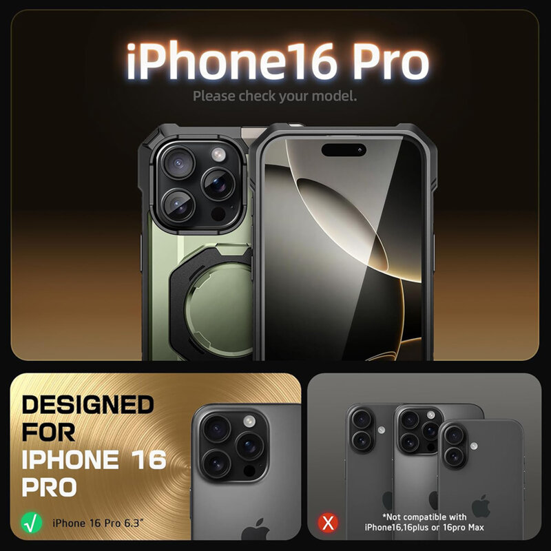 Husa iPhone 16 Pro Supcase Unicorn Beetle Defender MagSafe, verde