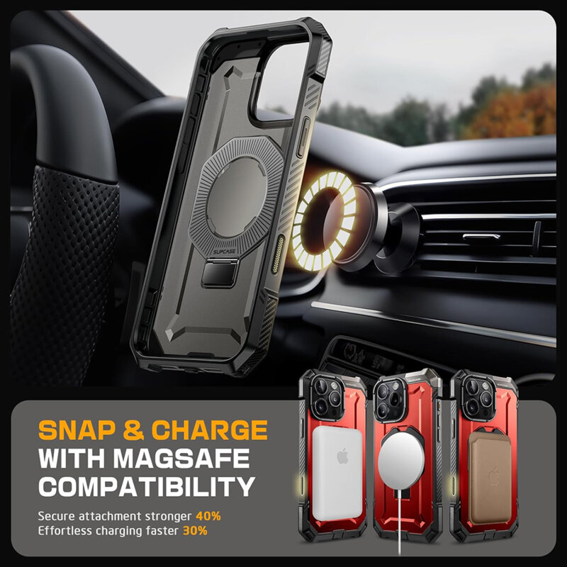 Husa iPhone 16 Pro Supcase Unicorn Beetle Defender MagSafe, rosu