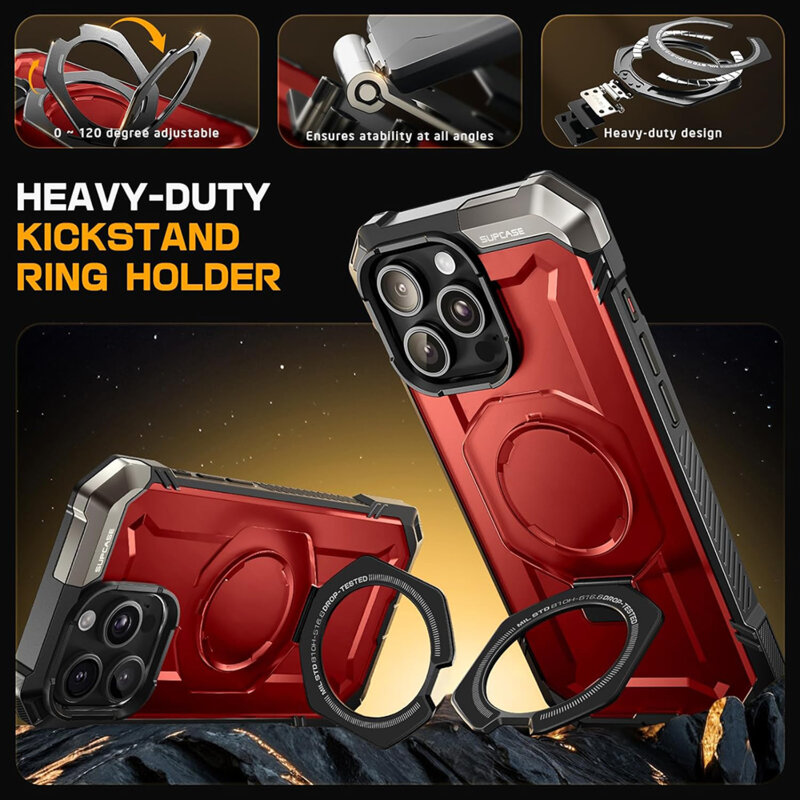 Husa iPhone 16 Pro Max Supcase Unicorn Beetle Defender MagSafe, rosu