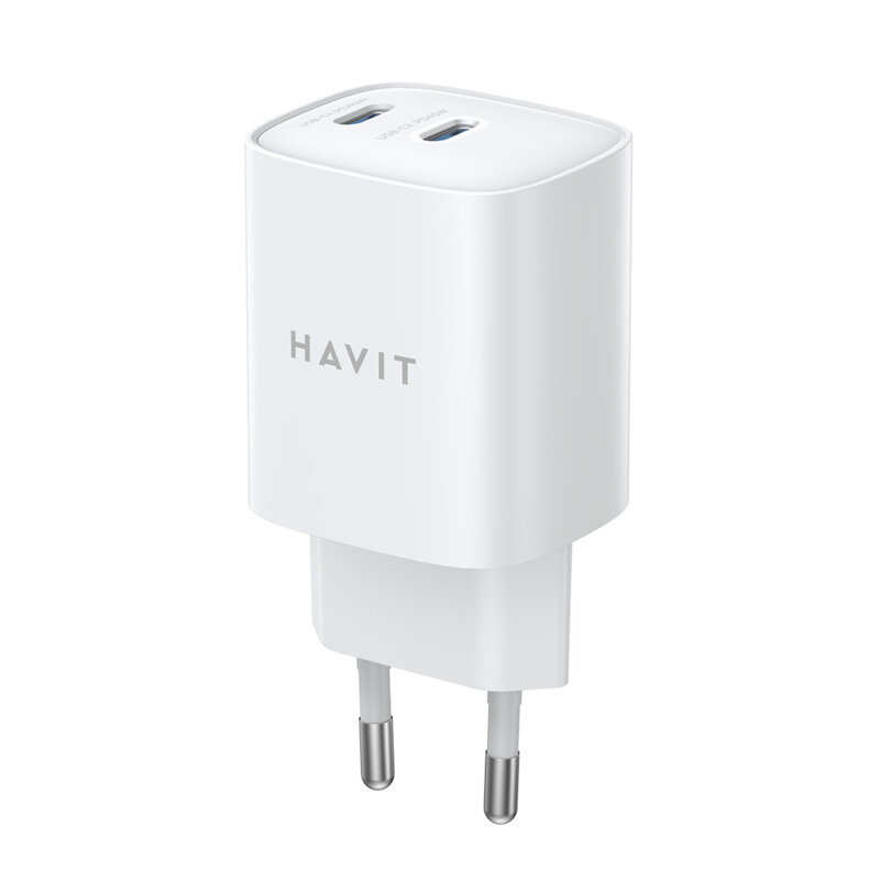 Incarcator priza GaN premium USB, Type-C, 45W Havit, alb, UC45W EU