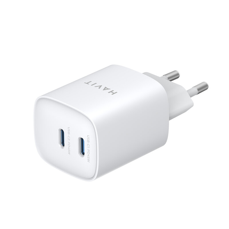 Incarcator priza GaN premium USB, Type-C, 45W Havit, alb, UC45W EU