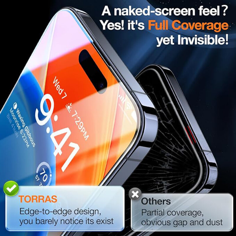 Folie sticla iPhone 15 Pro Max Torras GlassGo Tempered Screen Protector, negru