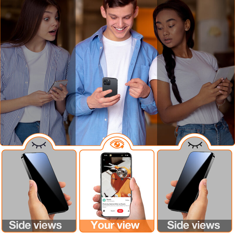 Folie sticla iPhone 15 Pro Max Torras GlassGo Epic Privacy, negru