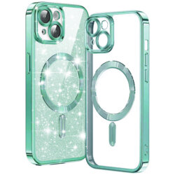 Husa premium iPhone 15 Techsuit Luxury Glitter MagSafe, verde deschis