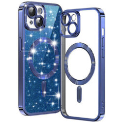 Husa premium iPhone 14 Techsuit Luxury Glitter MagSafe, albastru