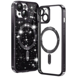 Husa premium iPhone 14 Techsuit Luxury Glitter MagSafe, negru