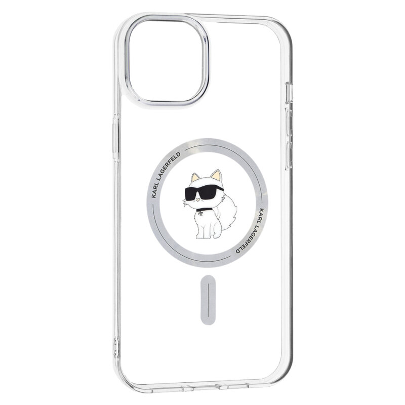 Husa iPhone 15 Plus Karl Lagerfeld IML MagSafe, Choupette, transparenta, KLHMP15MHFCCNOT