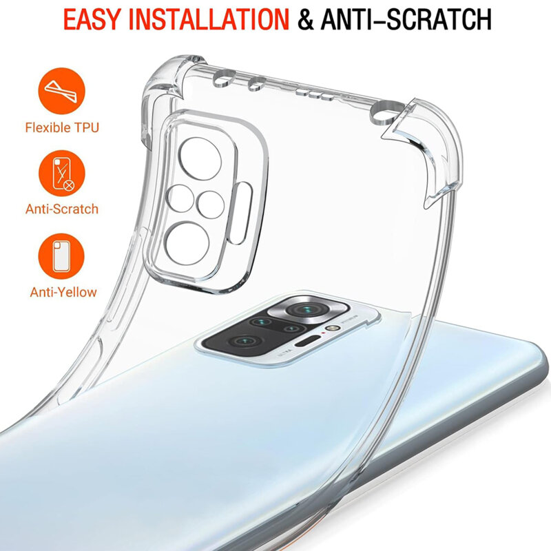Husa Xiaomi Redmi Note 10 4G Techsuit Shockproof Clear Silicone, transparenta