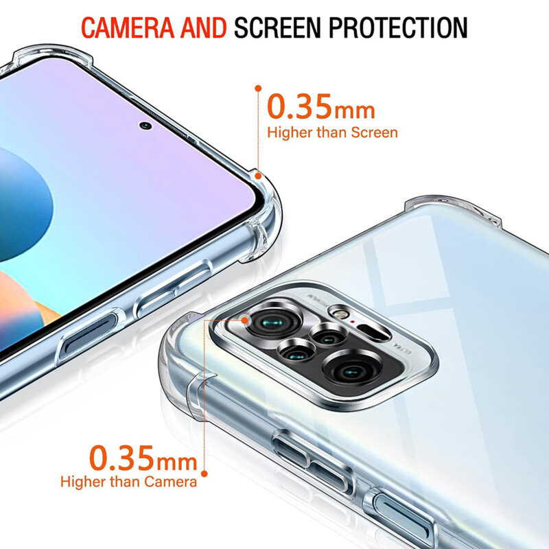 Husa Xiaomi Redmi Note 10 4G Techsuit Shockproof Clear Silicone, transparenta
