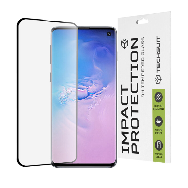 Folie sticla Samsung Galaxy S10 Techsuit 111D Full Glue Full Cover, negru