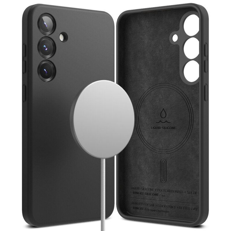 Husa Samsung Galaxy S25 Ringke Silicone Magnetic MagSafe, negru