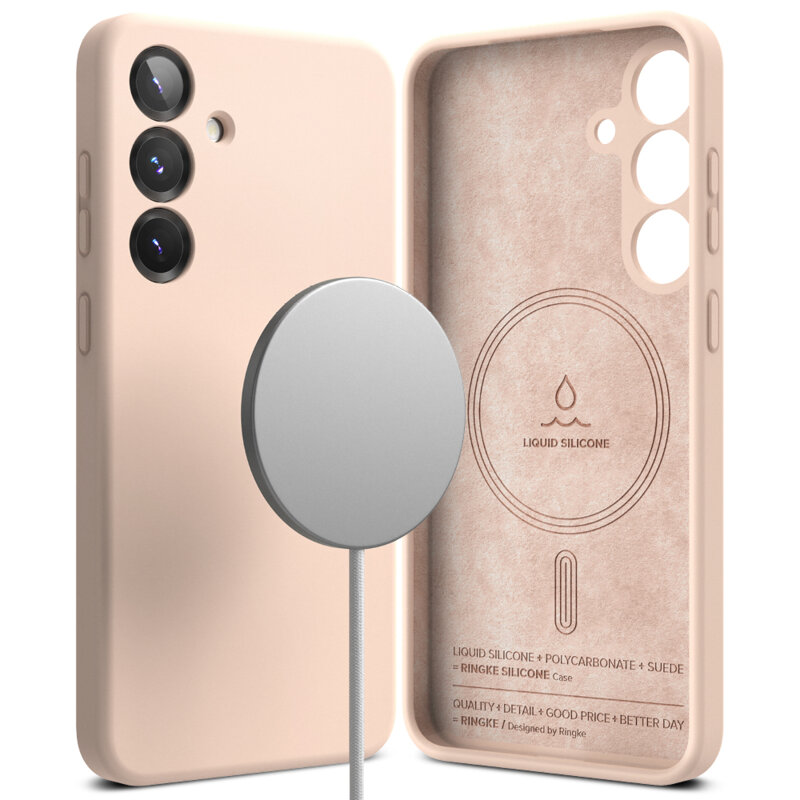 Husa Samsung Galaxy S25 Plus Ringke Silicone Magnetic MagSafe, roz